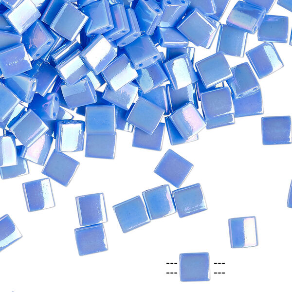 Seed bead, TILA®, glass, pkg/250g, 5mm full tila square, opaque rainbow hydrangea, (TL-483). image number 0