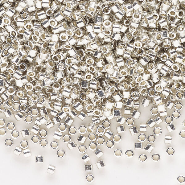 Seed bead, Delica®, glass, pkg/250g, #10 round, opaque galvanized silver (DBM-0035). image number 0