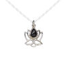 Black onyx / sterling silver 1pkg1, antiqued open lotus drop 12x12mm image number 0