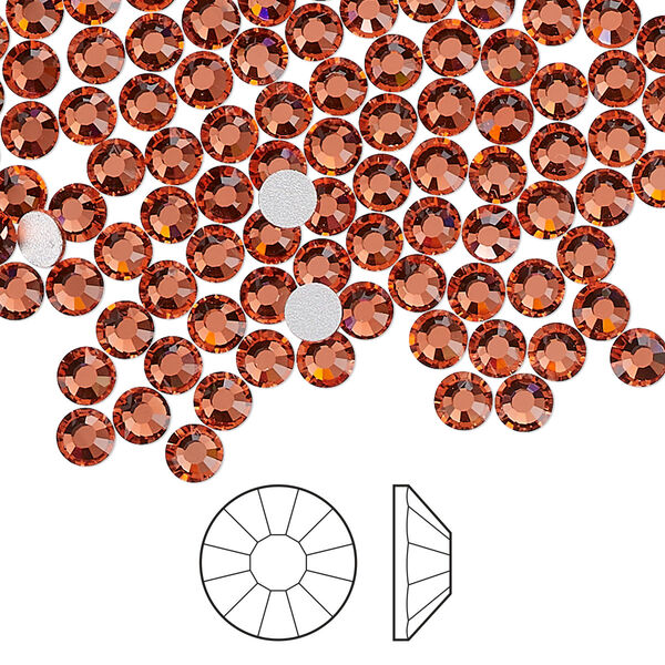 Flat back 144pk padparadscha foil back, Preciosa Viva 12® Czech crystal rhinestone 3.8-4mm chaton rose round SS16 image number 0