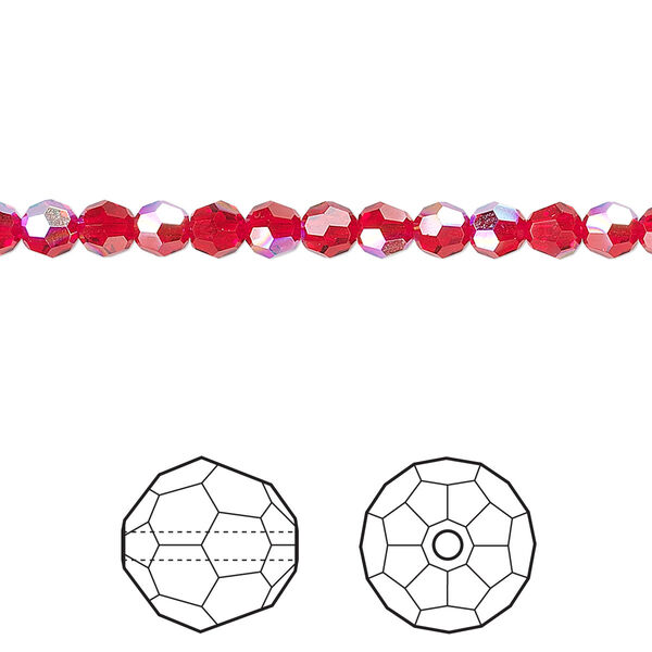 Bead 12pk light Siam AB, Crystal Passions® 4mm round 5000 image number 0