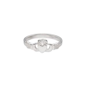 Ring, sterling silver, 7.5mm wide with Claddagh, size 7. Sold individually.