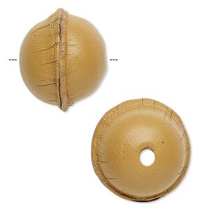 Bead, leather, natural, 13-17mm smooth round. Sold individually.