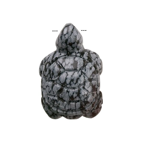Snowflake obsidian 1pkg1, top-drilled 3D turtle focal natural 28x17mm-32x20mm image number 0