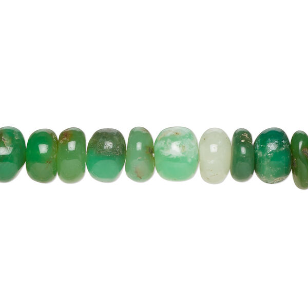 Bead, chrysoprase (natural), 7x3mm-9x6mm hand-cut rondelle with 0.4-1.4mm hole, C grade, Mohs hardness 6-1/2 to 7. Sold per 14-inch strand. image number 0