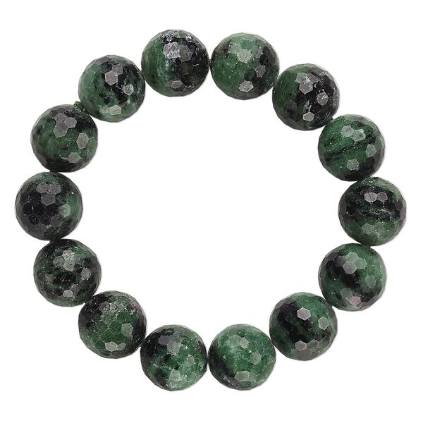 Ruby in zoisite 1pkg1, faceted round stretch bracelet natural 7 inch 15-16mm image number 0