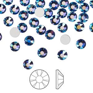 Flat back 144pk blue violet AB foil back, Preciosa MAXIMA Czech crystal rhinestone 4.6-4.8mm chaton rose round SS20