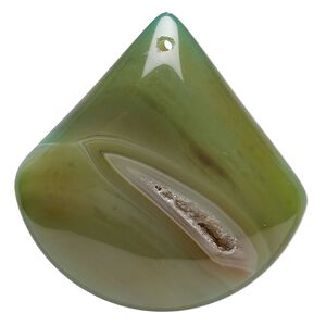 Druzy green agate 1pkg1, puffed teardrop focal 45x42mm-51x50mm