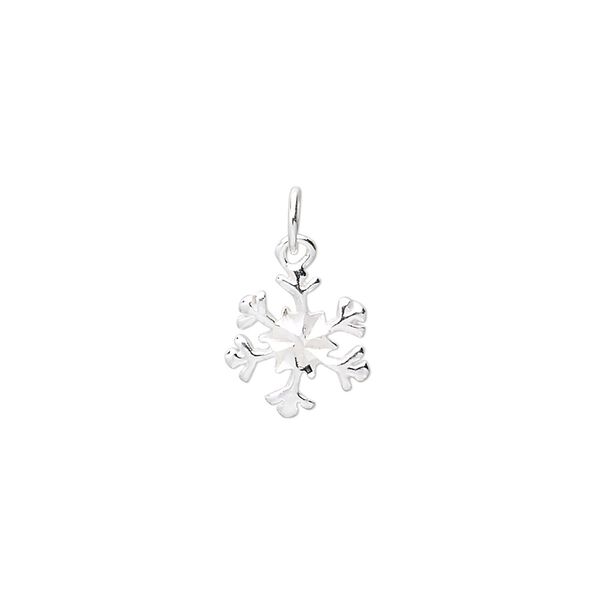 Charm, sterling silver, 10mm snowflake. Sold per pkg of 4. image number 0