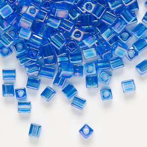 Seed bead, Miyuki 1pkg10g, glass, 3.5-3.7mm square, translucent rainbow sapphire (SB-290)
