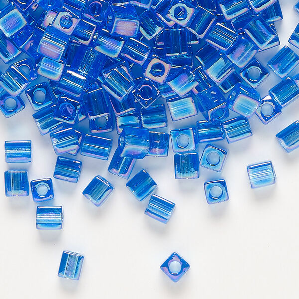 Seed bead, Miyuki 1pkg10g, glass, 3.5-3.7mm square, translucent rainbow sapphire (SB-290) image number 0