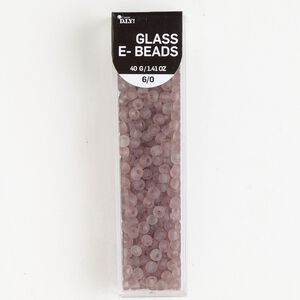 Glass 1pkg1, #6 round seed bead, matte light purple 40 gram.