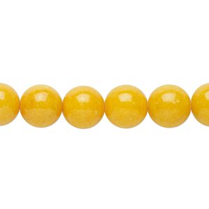 Bead, mountain "jade" (dolomite marble) (dyed), yellow, 10mm round, B grade, Mohs hardness 3. Sold per 15-1/2" to 16" strand.