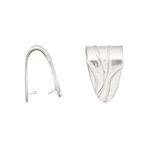 Bail, JBB Findings, fold over style, sterling silver, 16x10mm shield. Sold individually.