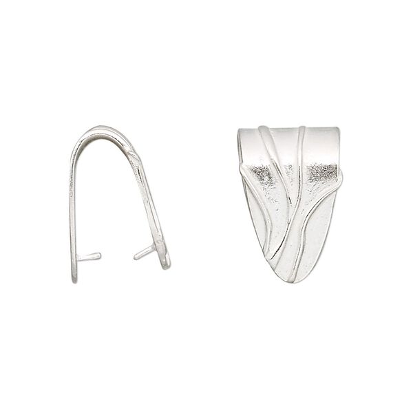 Bail, JBB Findings, fold over style, sterling silver, 16x10mm shield. Sold individually. image number 0
