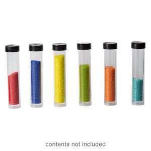 Vial, acrylic, clear and black, 4 x 3/4 inches with twist-off cap. Sold per pkg of 6.