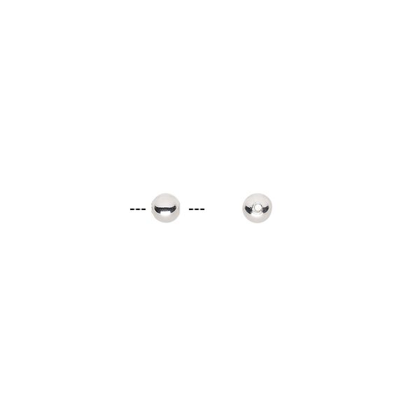 Bead, ultra silver-plated brass, 3mm round. Sold per pkg of 100. image number 0