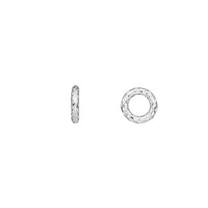 Jump ring, sterling silver, 8mm soldered textured round, 4.8mm inside diameter, 15 gauge. Sold per pkg of 10.