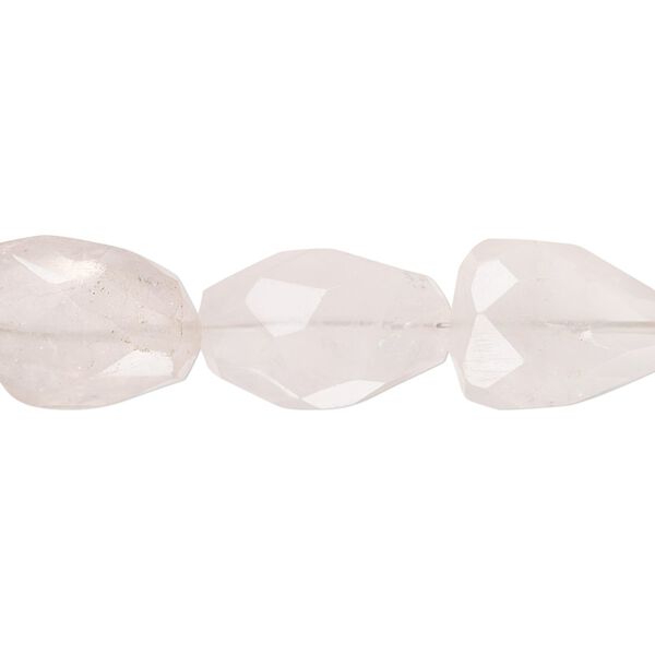 Rose quartz 1pkg1, hand-faceted nugget bead natural 7 inch medium image number 0