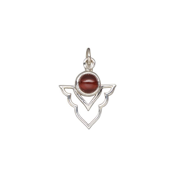 Garnet / sterling silver 1pkg1, antiqued open arrowhead drop natural 15.5x14mm image number 1