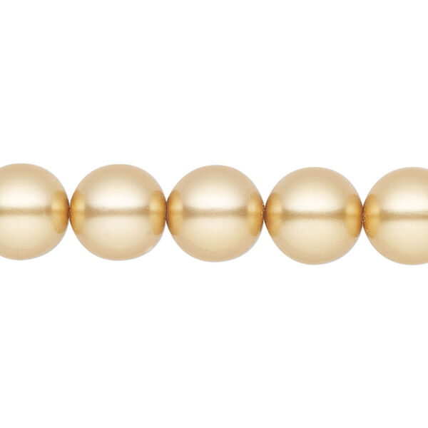 Pearl 50pk gold, Preciosa Czech crystal 10mm round image number 0