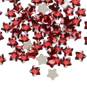 Flat back 360pk scarlet foil back, Swarovski® 6mm star flower 2754