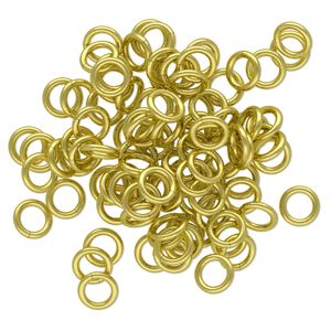 Jump ring, brass, 5.5mm round, 3.5mm inside diameter, 18 gauge. Sold per pkg of 100.