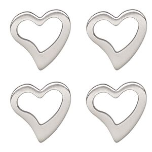 Charm, stainless steel, 15x14.5mm double-sided open heart. Sold per pkg of 4.
