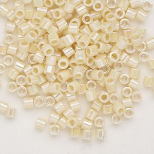 Seed bead, Delica®, glass, pkg/250g, #8 round, opaque rainbow cream (DBL-0157).