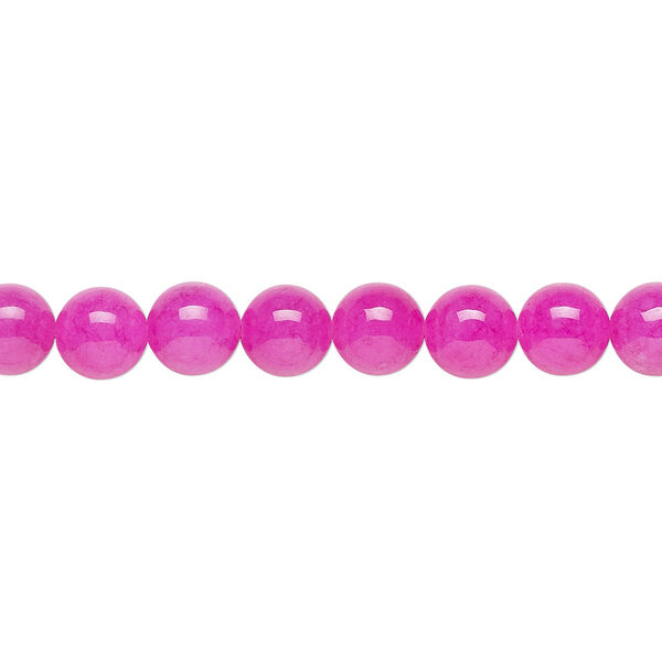 Bead, Malaysia "jade" (quartz) (dyed), fuchsia, 6mm round, B grade, Mohs hardness 7. Sold per 15-1/2" to 16" strand. image number 0