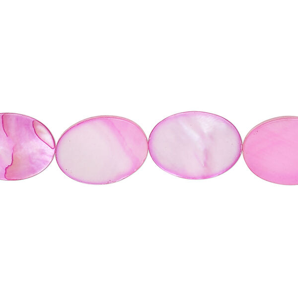 Mother-of-pearl shell 1pkg1, flat oval bead 15 inch mountain pink 14x10mm-14x11mm image number 0