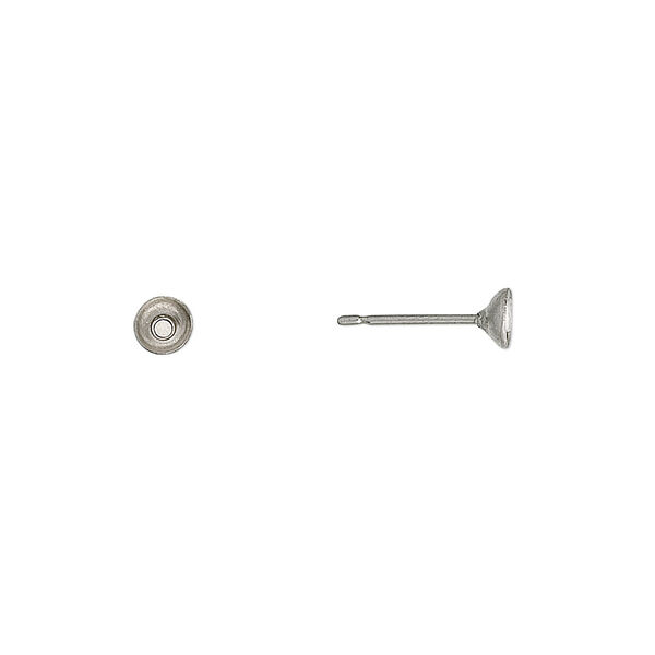 Earstud, stainless steel, 4mm cup, fits 4-6mm bead. Sold per pkg of 50 pairs. image number 0
