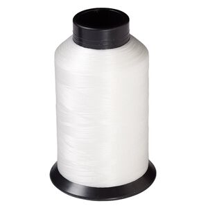 Thread, Nymo®, nylon, white, size B. Sold per 3-ounce spool.