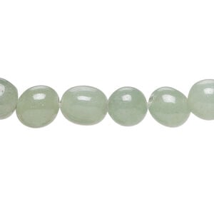 Green aventurine 1pkg1, pebble bead natural, 14 inch medium