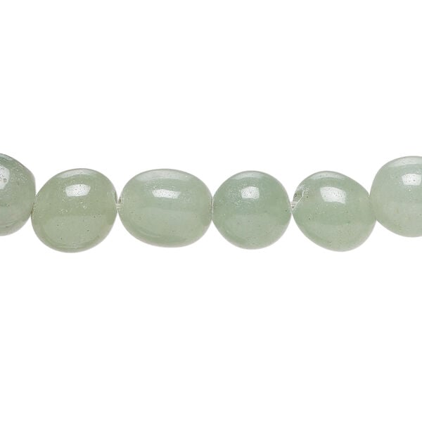 Green aventurine 1pkg1, pebble bead natural, 14 inch medium image number 0