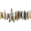 Bead 1pkg1, black lip shell / gold lip shell / mother-of-pearl shell (natural / bleached), medium to extra-large chip, 15 inches. image number 0