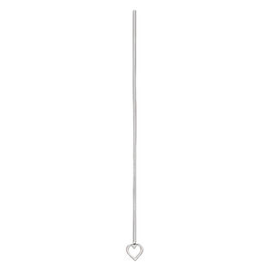 Head pin 1pkg2 silver-plated brass, 2 inches with 3.5mm open heart, 22 gauge.
