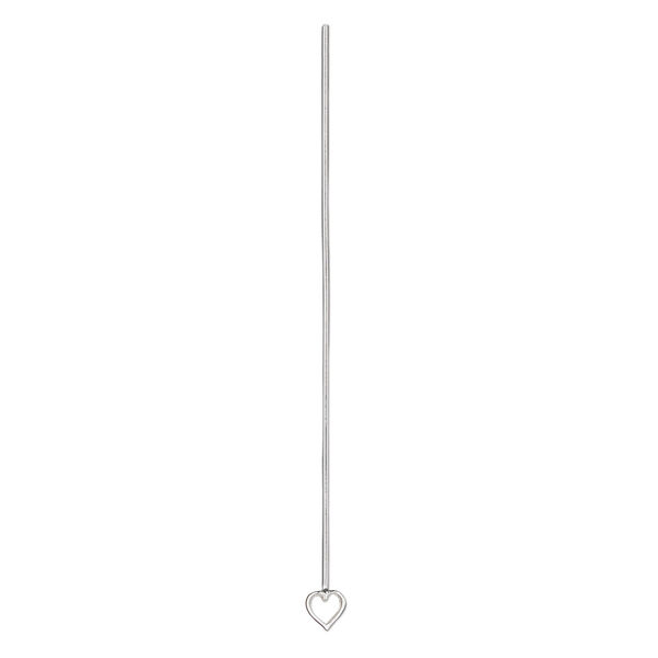 Head pin 1pkg2 silver-plated brass, 2 inches with 3.5mm open heart, 22 gauge. image number 0