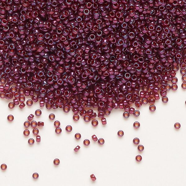 Seed bead, Miyuki, glass, pkg/250g, #15 rocaille, translucent gold luster cranberry (RR-313). image number 0