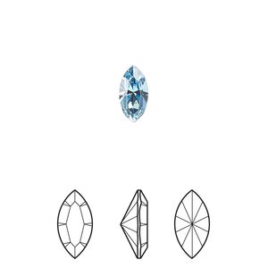 Fancy stone 48pk aquamarine foil back, Crystal Passions® 5x2.5mm navette 4228