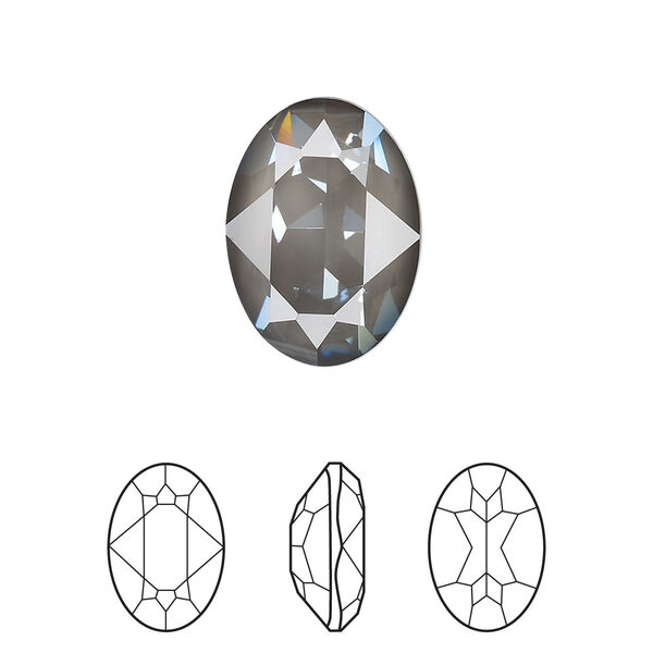 Fancy stone 1pk crystal dark grey ignite LacquerPRO, Crystal Passions® 18x13mm oval 4120 image number 0