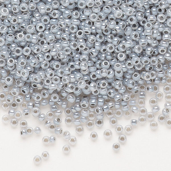 Seed bead, Dyna-Mites™, glass, pkg/40g, #11 round, opaque ceylon pastel grey, (340 11/0 RR). image number 0