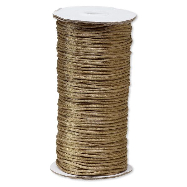 Cord, Satinique™, satin, light brown, 2mm regular. Sold per 400-foot spool. image number 0