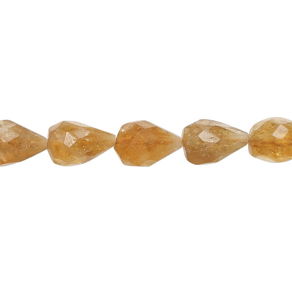 Citrine 1pkg1, hand-cut faceted teardrop bead, 14 inch 8x6mm-13x9mm image number 0