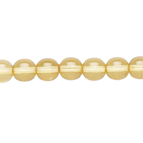 Bead, Czech dipped décor glass druk, melon, 8mm round. Sold per 16-inch strand. image number 0
