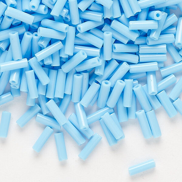 Bead, Preciosa Ornela Czech glass, bugle bead, pkg/50g, #3, opaque sky blue, (63020). image number 0