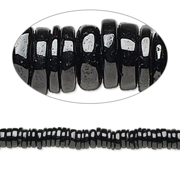 Black spinel 1pkg1, hand-cut rondelle bead natural 8 inch 4x1mm-6x2mm image number 0