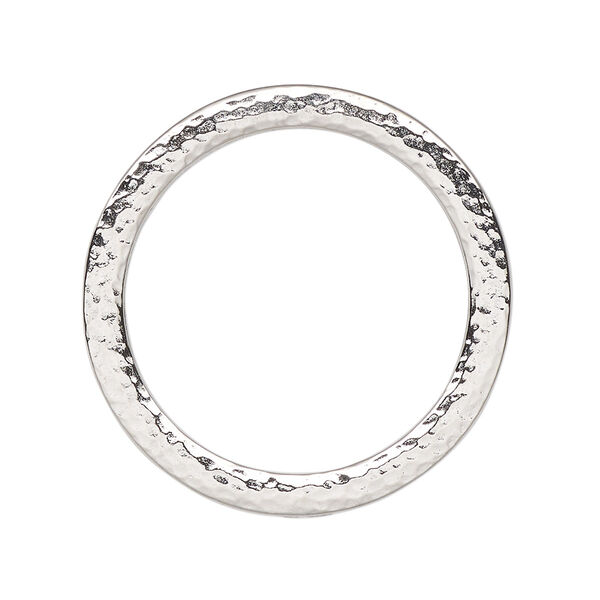 Component, TierraCast®, "Hammertone" collection, white bronze-plated pewter (tin-based alloy), 31.5mm hammered open round. Sold individually. image number 0