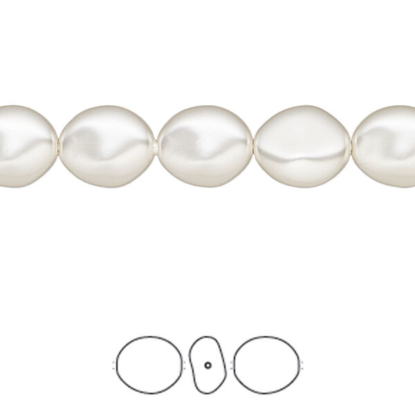 Pearl 10pk white, Crystal Passions® 10x9mm baroque coin 5842 image number 0