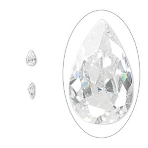 Gem, cubic zirconia, white, 5x3mm faceted pear, Mohs hardness 8-1/2. Sold per pkg of 5.
